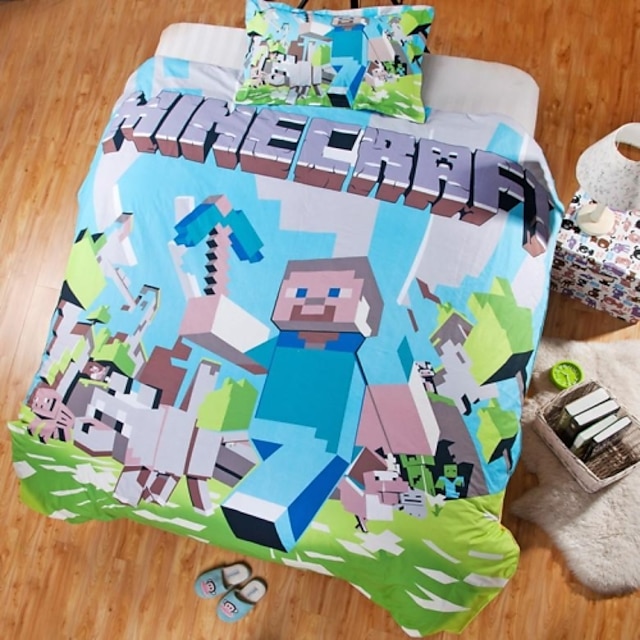  Hot Minecraft Duvet Cover Set Bedding Set Cotton