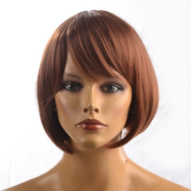  Synthetic Wig Straight Wig Brown Synthetic Hair Women's Brown