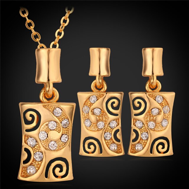  Crystal Jewelry Set - 18K Gold Plated, Crystal, Rhinestone Include Gold / White For Wedding Party Daily / Platinum Plated / Earrings / Necklace