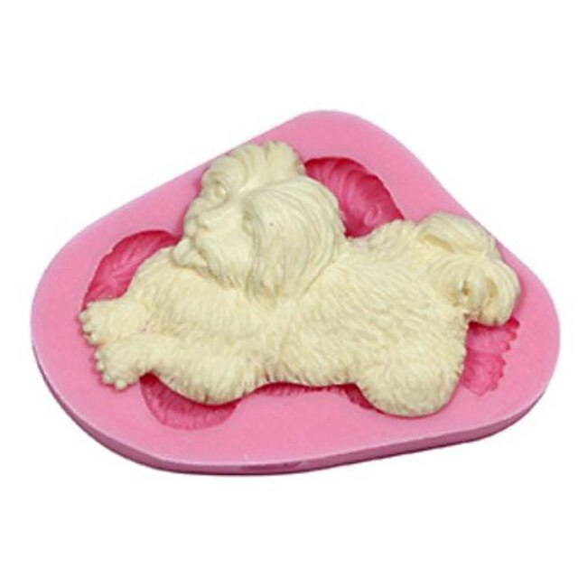  3d longue fourrure Fondant chien moule décoration de gâteau sm-415