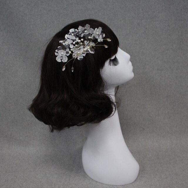  Women Lace/Pearl Hair Combs/Flowers With Wedding/Party Headpiece By Hand