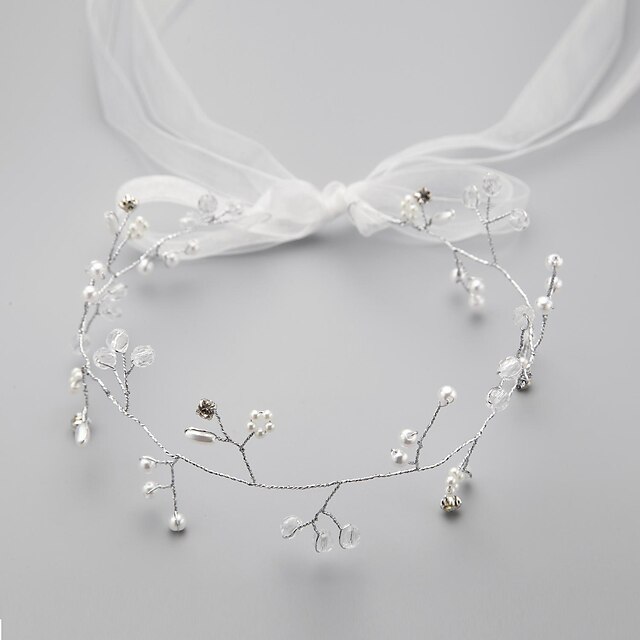  Imitation Pearl Rhinestone Satin Alloy Flowers Head Chain Headpiece