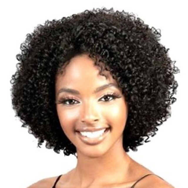  Black Wigs for Women Synthetic Wig Curly Kinky Curly Loose Wave Kinky Curly Curly Asymmetrical Middle Part Wig Short Black Synthetic Hair 10 Inch Women's Natural Hairline African American Wig Black
