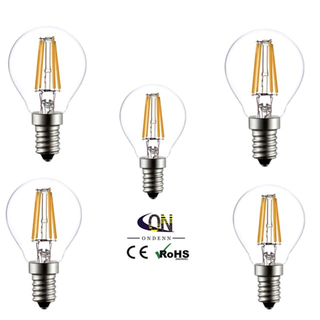  ONDENN 5pcs 2800-3200lm E14 LED Globe Bulbs A60(A19) 4 LED Beads COB Warm White 220-240V
