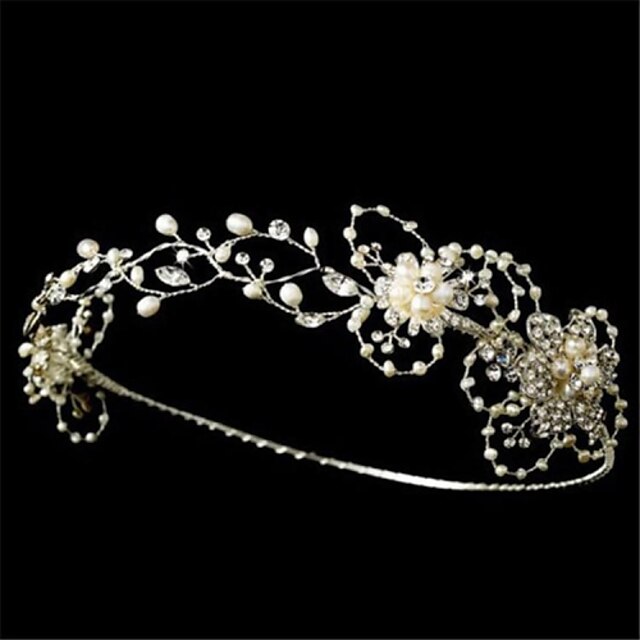  Hand-made Gorgeous Silver Freshwater Pearl Circlet Bridal Headband Tiara Flower Bridal Wedding Crown