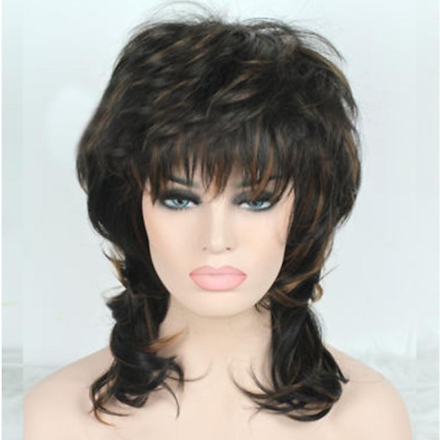  Synthetic Wig Style Wig Black Black With Brown Women's Black Wig Short Costume Wig