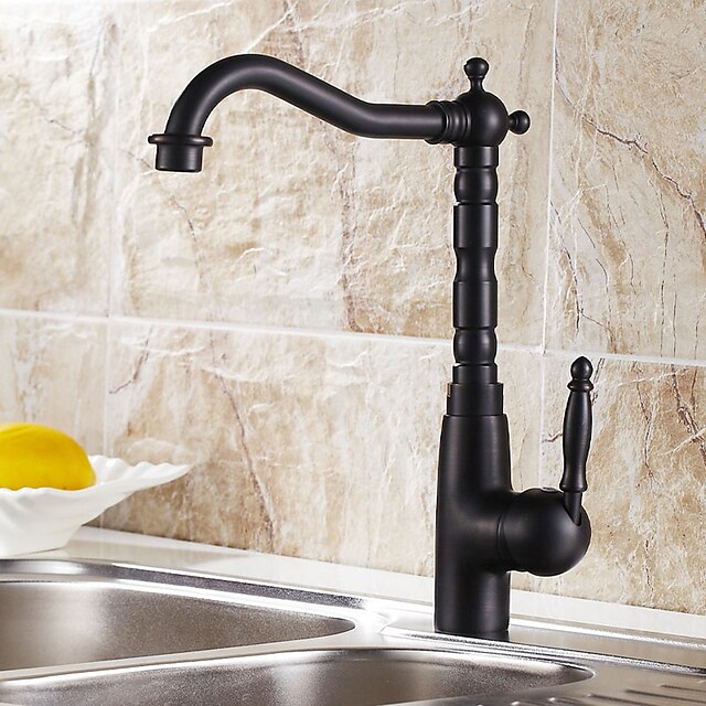  Kitchen faucet - One Hole Oil-rubbed Bronze Standard Spout Deck Mounted Traditional Kitchen Taps / Single Handle One Hole