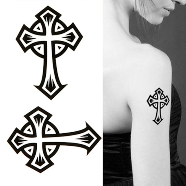  God Bless the Cross Tattoo Stickers Temporary Tattoos(1 pc)
