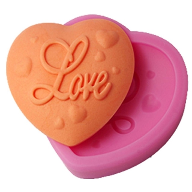  FOUR-C Cake Mold Love Heart Decor Silicone Mould Color Pink