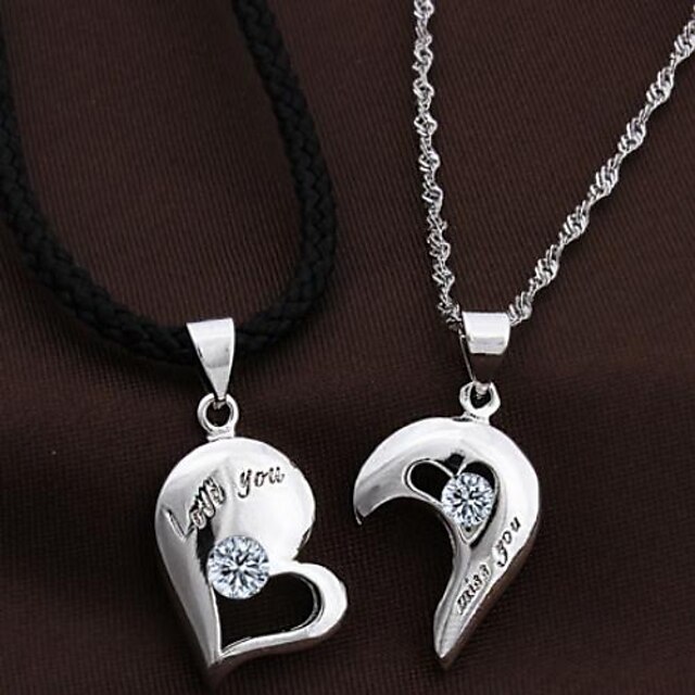  Silver Cubic Zirconia Heart Silver Silver Necklace Jewelry For Wedding Party Special Occasion Anniversary Birthday Engagement / Gift / Daily