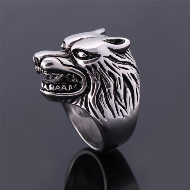  Anillo de declaración Anillo - Acero inoxidable Animal, Lobo Importante, damas, Vintage, Fiesta, Trabajo, Casual Joyas Plata Para