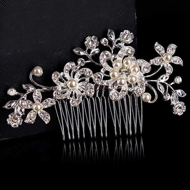  Material / Sterling Silver / Alloy Hair Combs / Flowers / Headpiece with Beading Party / Wedding / Special Occasion Headpiece