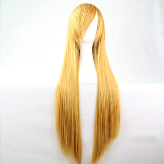  Cosplay Costume Wig Synthetic Wig Straight Straight Asymmetrical Wig Blonde Long Yellow Synthetic Hair 28 inch Women's Natural Hairline Blonde