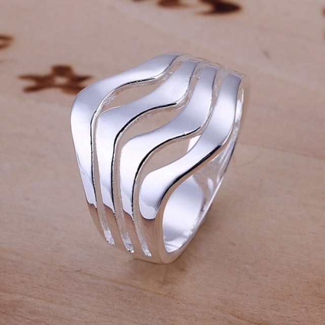  Band Ring Contour Sterling Silver Ladies Fashion 8 / Statement Ring / Women's