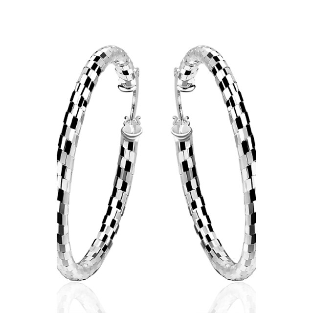  lureme®Fashion Style Silver Plated Round Black Spots Shaped Hoop Earrings