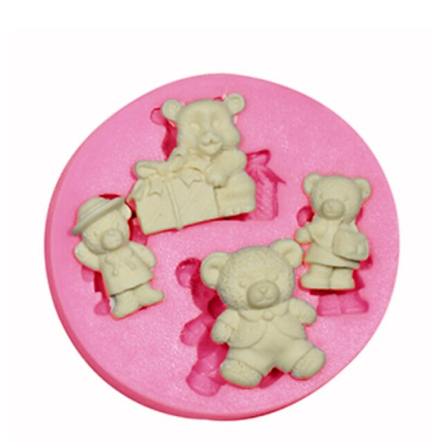  forme de dessin animé ours en peluche moule moule en silicone décoration de gâteaux en silicone pour fondantes artisanat de bonbons bijoux