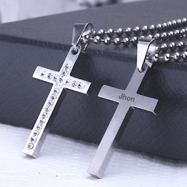  Personalized Gift Casting Stainless Steel Cross Shaped Pendant Necklace Engraved Jewelry