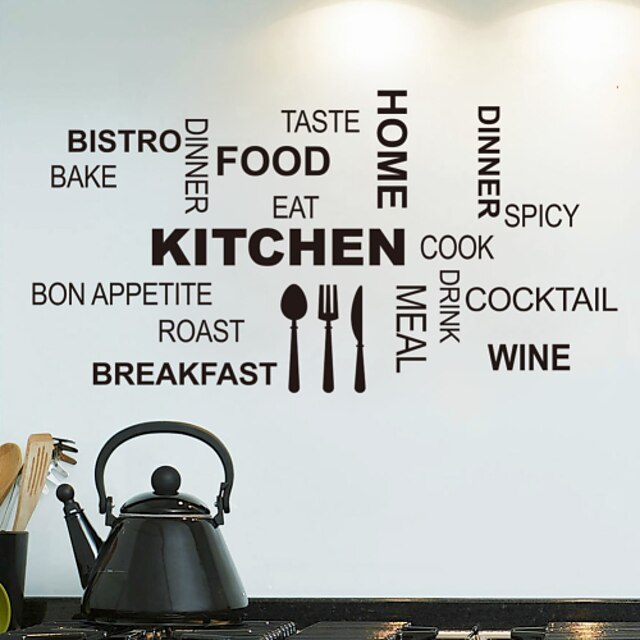  αυτοκόλλητα τοίχου αυτοκόλλητα τοίχου, κουζίνα αγγλικές λέξεις& αναφέρει αυτοκόλλητα PVC τοίχο