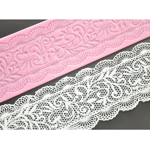  four-c kant cakevorm siliconen kant mat decoratie pad voor cake bakken, siliconen mat fondant taart tools kleur roze