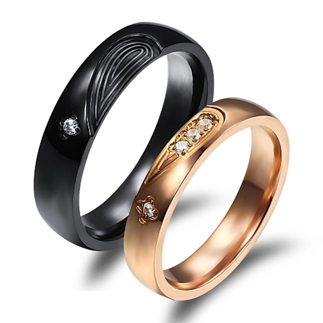  Men's Women's Couple Rings 18K Gold Plated Gold Plated Wedding Party Jewelry / Zircon