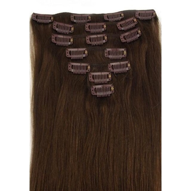  brazilian hair clip in on hair extension natural straight 18inch many colours for your choice