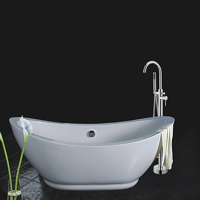  Badkraan - Hedendaagse Chroom Vloerbevestigd Keramische ventiel Bath Shower Mixer Taps / Single Handle Een Hole