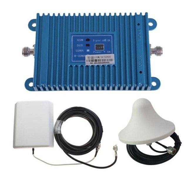  intelligens dual band GSM / DCS 900 / 1800MHz mobiltelefon signal booster förstärkare + utomhuspanelantenn kit