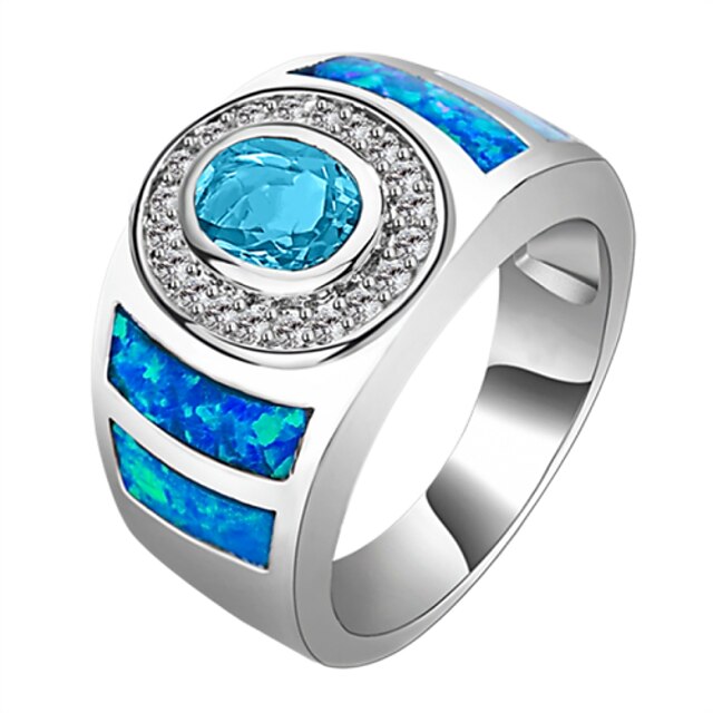  Women's Statement Ring Light Blue Synthetic Gemstones Zircon Wedding Party Daily Casual Sports Costume Jewelry