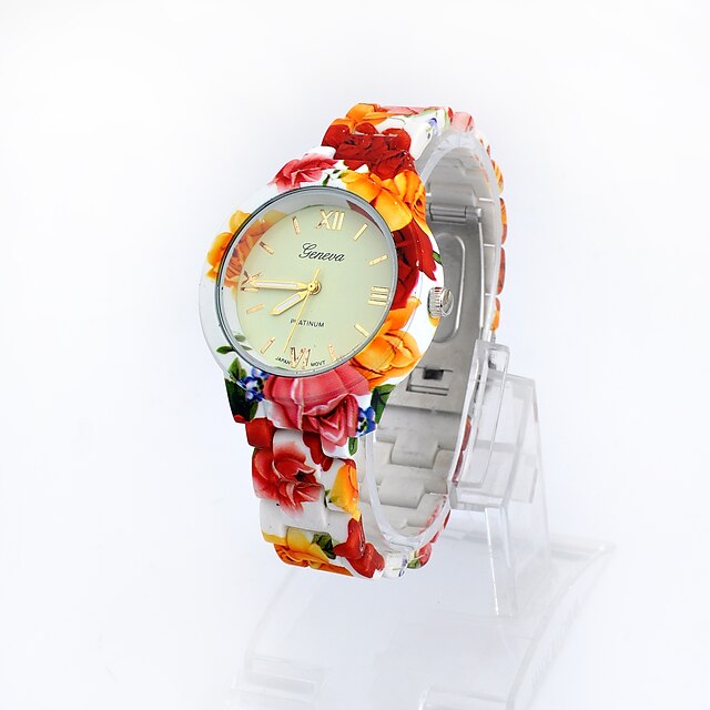  Lureme® Fashion Leisure Printing Color Country Style Plastic Strap  Girls and Women Quartz Wrist Watch Cool Watches Unique Watches