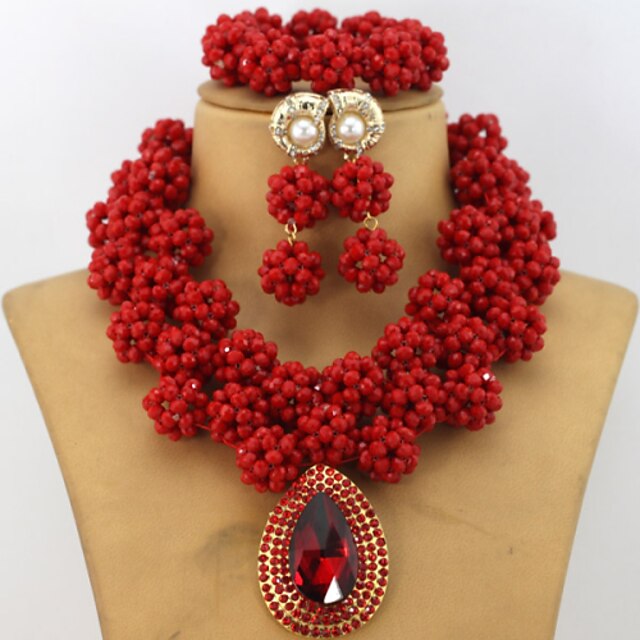  Latest New African Crystal Beads Balls Jewelry Set Wedding Bridal Costume Necklace Set