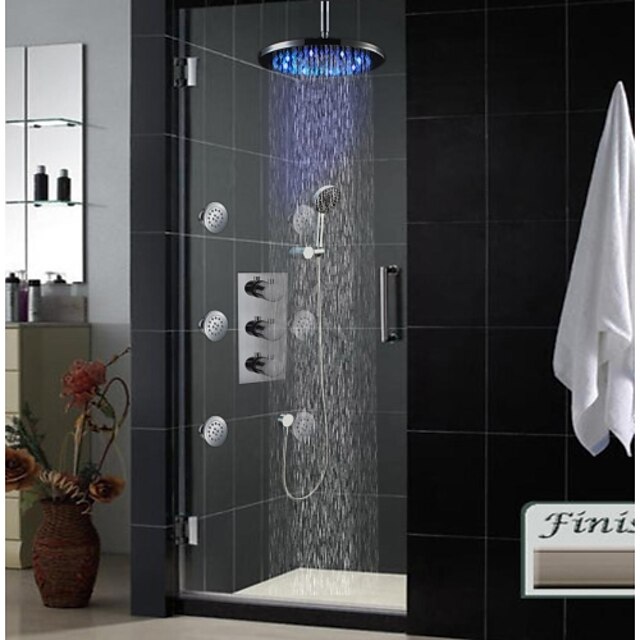  Duscharmaturen einstellen - Thermostatische Moderne Chrom Wandmontage Messingventil Bath Shower Mixer Taps / Drei Griffe Drei Löcher