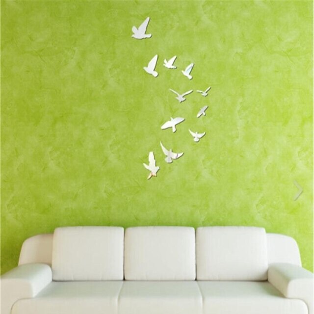  καθρέφτη αυτοκόλλητα τοίχου αυτοκόλλητα τοίχου, DIY 11pcs πουλιά αντικατοπτρίζουν ακρυλικά αυτοκόλλητα τοίχου