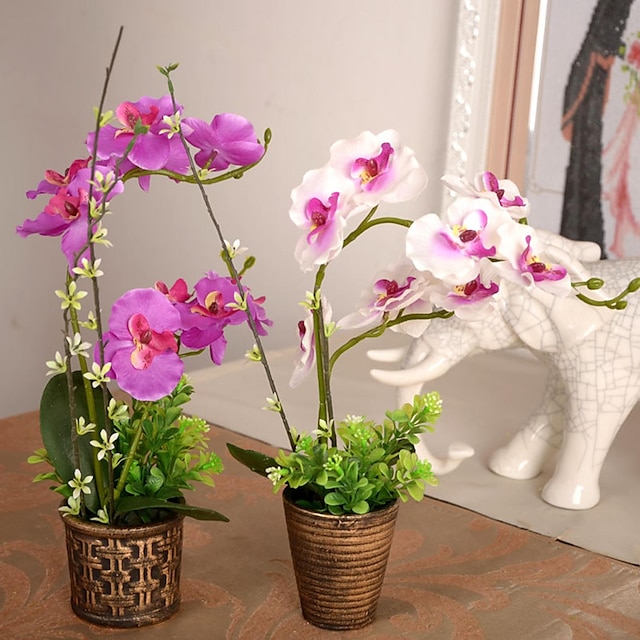  Филиал Шелк Пластик Орхидеи Букеты на стол Искусственные Цветы