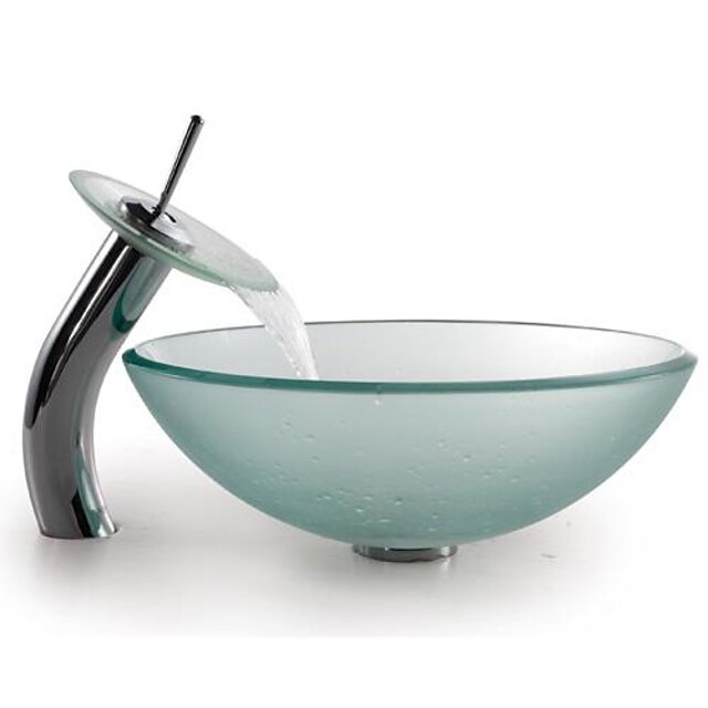  Umywalka łazienkowa / Faucet Bathroom / Łazienka Pierścień montażowy Nowoczesny - Szkło hartowane Zaokrąglony Vessel Sink