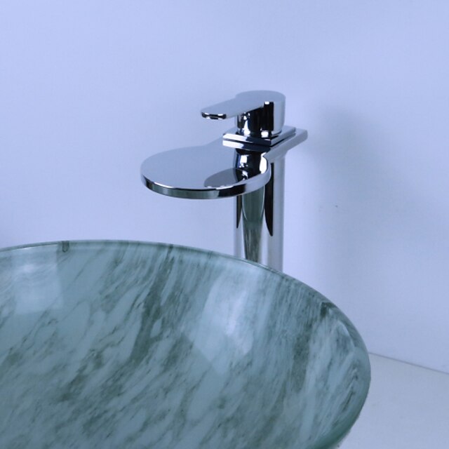  Bathroom Sink Faucet - Waterfall Chrome Vessel One Hole / Single Handle One Hole