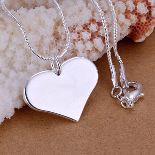  Women's Pendant Necklace Heart Love Ladies Fashion Sterling Silver Necklace Jewelry 1pc For Wedding Party Daily Casual