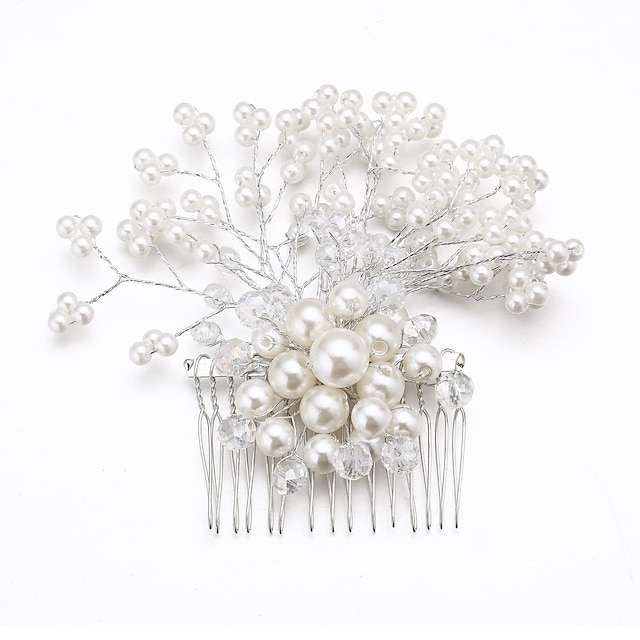  Crystal Imitation Pearl Fabric Alloy Tiaras Hair Combs Flowers 1 Wedding Special Occasion Party / Evening Headpiece
