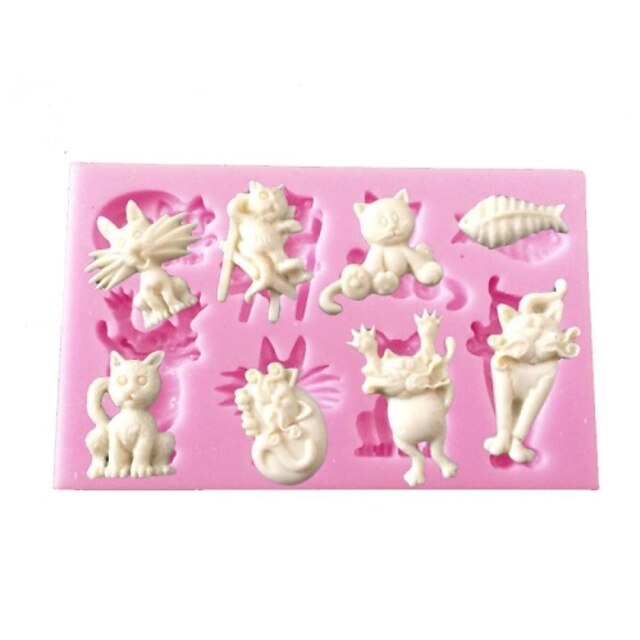  mini-animaux de dessin animé moule en forme de poisson chat en silicone pour gâteau décoration arts de chocolat& artisanat