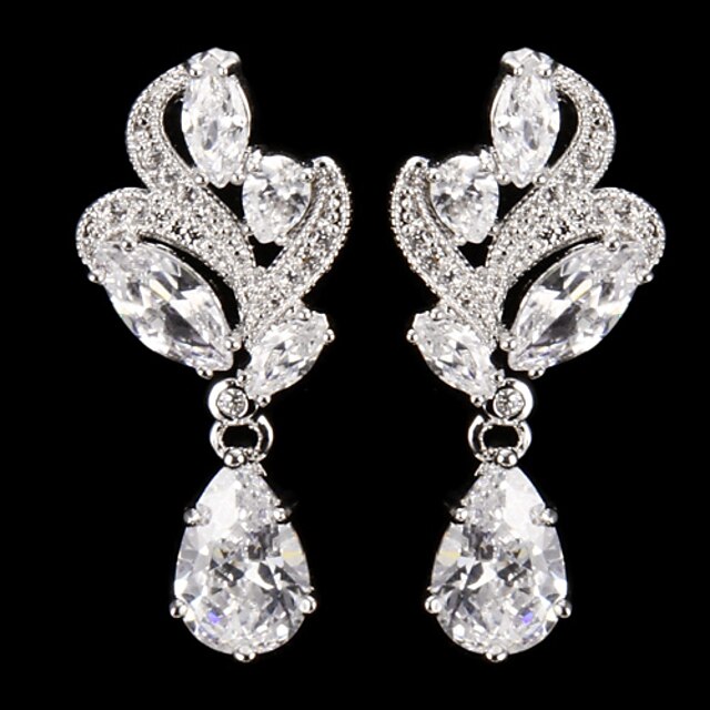  Women's Drop Earrings Classic Cubic Zirconia Earrings Jewelry Silver For Party 1pc