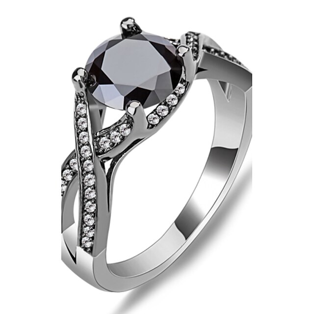  Women's Synthetic Sapphire Statement Ring - Zircon 6 / 7 / 8 / 9 / 10 Black For Wedding Party Daily / Diamond