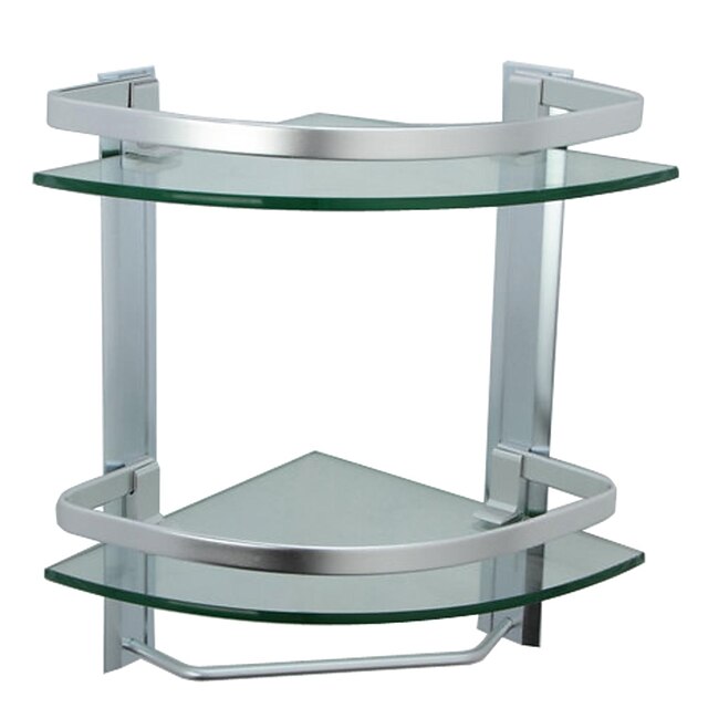  Bathroom Shelf Contemporary Aluminum / Tempered Glass 1 pc - Hotel bath