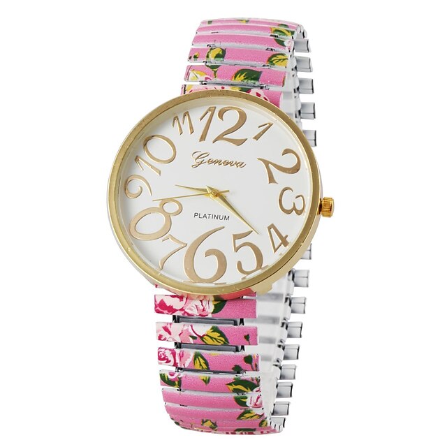 Жен. Модные часы Наручные часы Часы-браслет Кварцевый сплав Группа Цветы Черный Белый Синий Розовый