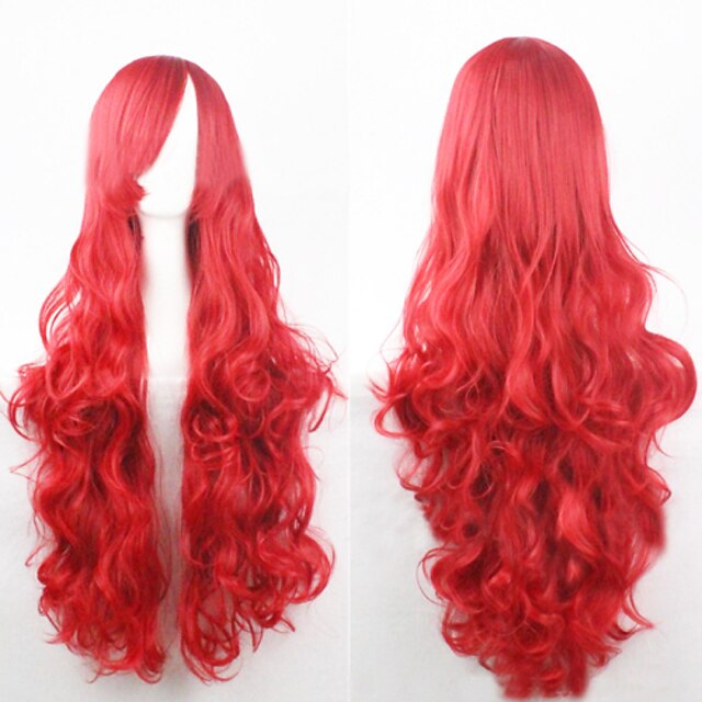 Synthetic Wig Curly Loose Wave Natural Wave Natural Wave Curly Wig Long Red Synthetic Hair 25 inch Women's Red