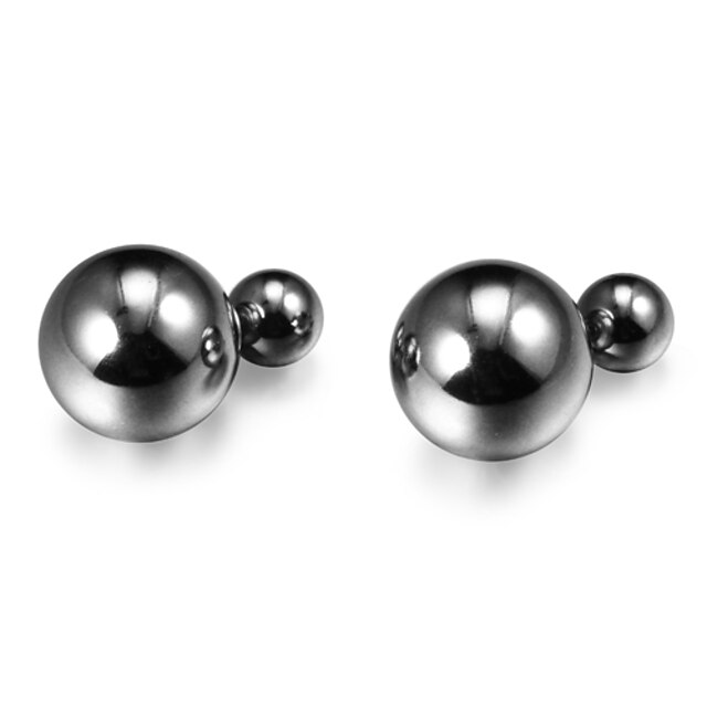  Damen Glasperlen Ohrstecker Kugel-Ohrringe damas Beidseitig doppelt-Perlen Künstliche Perle Graue Perle Ohrringe Schmuck Grau Für Party Normal Alltag