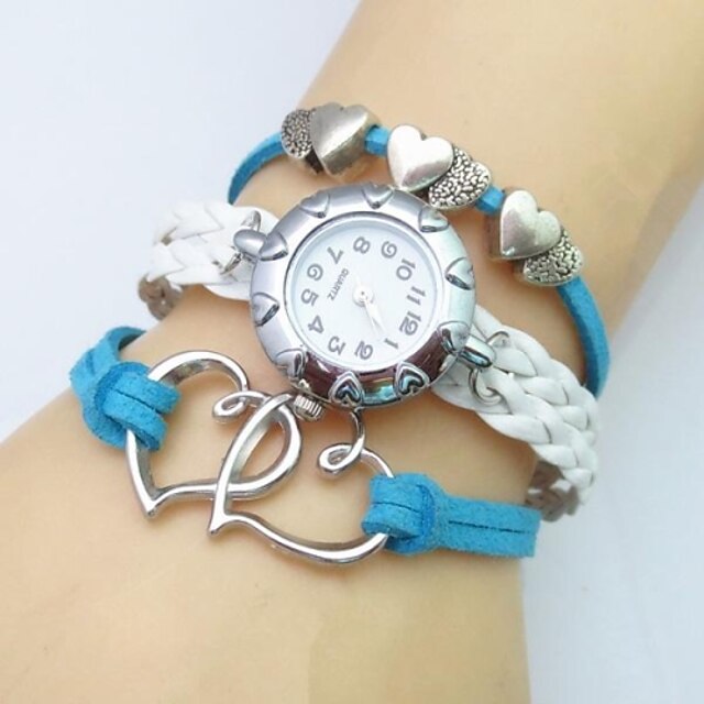  Women's Quartz Wrist Watch Bracelet Watch Casual Watch Leather Band Heart shape Bohemian Fashion White