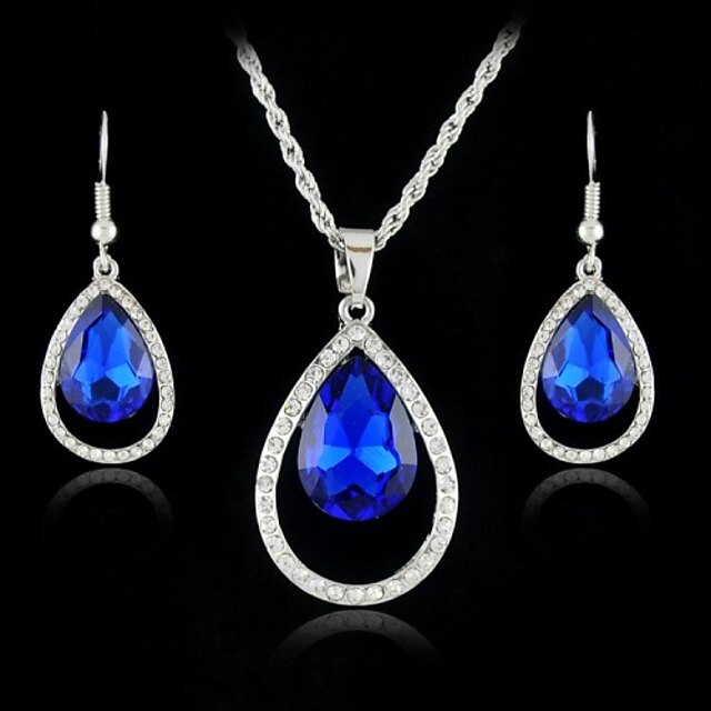  Jewelry Set - Rhinestone Fashion Include White / Royal Blue For Wedding / Party / Special Occasion / Earrings / Necklace