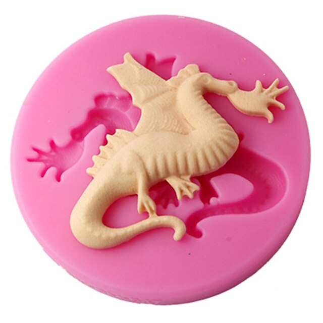 cuatro c color de molde de la torta del molde de la magdalena de silicona dragón grabado en relieve de color rosa