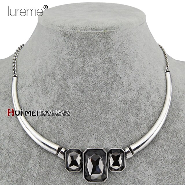  Lureme® Europestyle Drill Gem Upscale Atmosphere Alloy Necklace