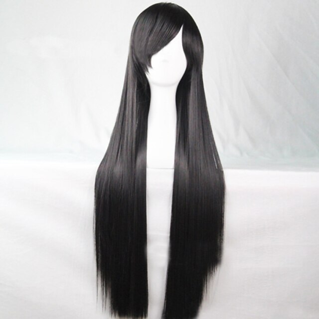  Cosplay Costume Wig Synthetic Wig Straight Straight Asymmetrical Wig Long Black Synthetic Hair 28 inch Women‘s Natural Hairline Black