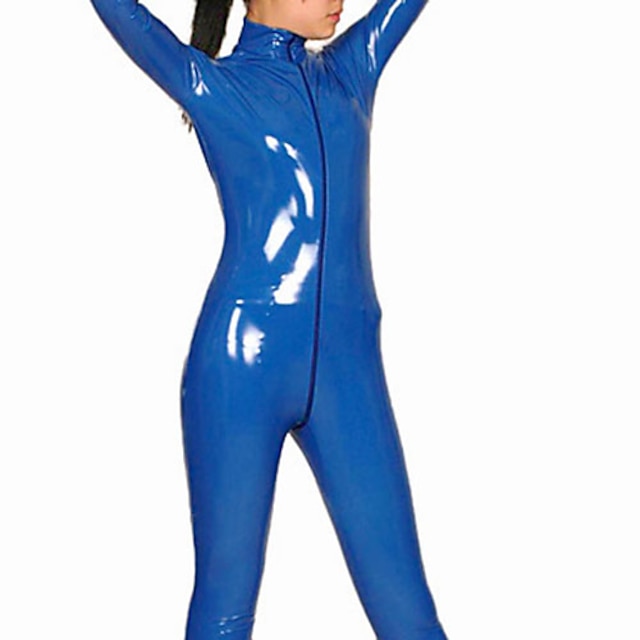  Skinnende Zentai Drakter Ninja Zentai Cosplay-kostymer Blå Ensfarget Kattesuit PVC Herre Dame Halloween / Høy Elastisitet